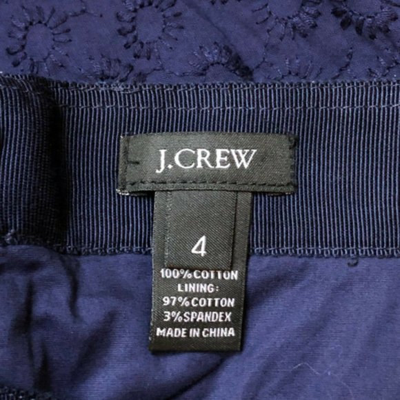 J. Crew Navy Cotton Eyelet Lace Pencil Skirt - Picture 6 of 6